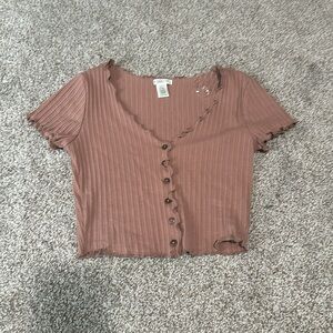 Cute Light Brown Crop Top